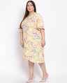 Shop Women's Plus Size Yellow Floral Print V-Neck Dress-Full