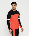 Shop Smoke Red 90's Vibe Full Sleeves Plain Two Panel T-Shirt-Design