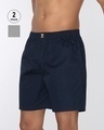 Shop Pack of 2 Men's Midnight Blue & Ash Grey Boxers-Front