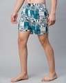 Shop Pack of 2 Men's White & Blue All Over Printed Boxers-Design
