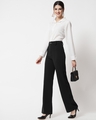 Shop Pack of 2 Women's White & Black Straight Fit Trousers