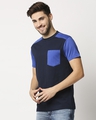 Shop Pageant Blue Color Block Pocket T-Shirt-Design