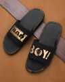 Shop Badboy Style Gold Slipper Flipflops Slides For Men-Front