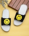 Shop Big Smiley White Slipper Flipflops Slides For Men-Front