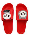 Shop Women's Red Flat Panda Slippers & Flip Flops-Front
