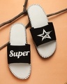 Shop Super Stars White Slipper Flipflops Slides For Men-Front