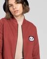 Shop Panda Badge Zipper Bomber Jacket-Front