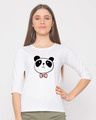 Shop Panda Bow Round Neck 3/4th Sleeve T-Shirt-Front