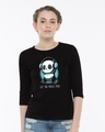 Shop Panda Headphones Round Neck 3/4th Sleeve T-Shirt-Front
