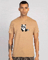 Shop Panda Peek Half Sleeve T-Shirt - Pastel  Beige-Front