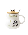 Shop Panda Printed Combo Ceramic Mug,  With Wooden Lid And Spoon(350 ml, White, Single Piece)-Design