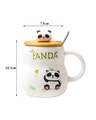 Shop Panda Printed Combo Ceramic Mug,  With Wooden Lid And Spoon(350 ml, White, Single Piece)