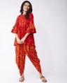 Shop Women's Digital Printed Sindoor Flared Top With Dhoti-Full
