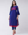 Shop Womens Yoke Embroidered Layered Kurta With Bell Sleeves-Front
