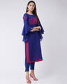 Shop Womens Yoke Embroidered Layered Kurta With Bell Sleeves-Full