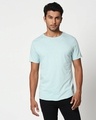 Shop Pastel Aqua Raw Edge Halfsleeve T-Shirt-Front