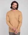 Shop Pastel Beige V-Neck Full Sleeve T-Shirt-Front