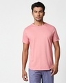 Shop Pastel Coral Raw Edge Slub Halfsleeve T-Shirt-Front