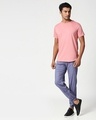 Shop Pastel Coral Raw Edge Slub Halfsleeve T-Shirt-Full