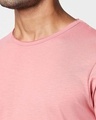 Shop Pastel Coral Raw Edge Slub Halfsleeve T-Shirt