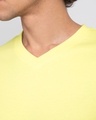 Shop Pastel Yellow V-Neck Full Sleeve T-Shirt