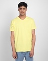 Shop Pastel Yellow V-Neck T-Shirt-Front
