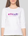 Shop Pawri All Night 3/4 Sleeve Slim Fit T-Shirt White-Front