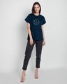 Shop Peace Floral Boyfriend T-Shirt Navy Blue-Design