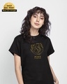 Shop Peace Gold Boyfriend T-Shirt Black-Design