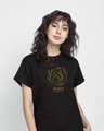 Shop Peace Gold Boyfriend T-Shirt Black-Full