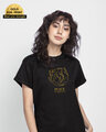 Shop Peace Gold Boyfriend T-Shirt Black-Front