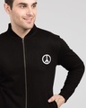 Shop Peace Logo Badge Zipper Bomber Jacket-Front