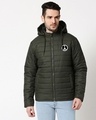 Shop Peace Logo Puffer Jacket with Detachable Hood-Front