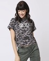 Shop Peace Love Harmony Raglan Boyfriend Camo T-Shirt Olive Camo -Front