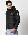 Shop Peace & Motorbike Logo Puffer Jacket with Detachable Hood-Front