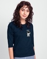 Shop Peace Out Astronaut Women's Round Neck 3/4 Sleeve T-shirt-Front
