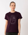 Shop Peace Out Shadow Boyfriend T-Shirt-Front