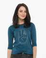 Shop Peace Out Shadow Round Neck 3/4th Sleeve T-Shirt-Front