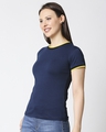 Shop Peageant Blue Women Half sleeve Plain Rib T-Shirt-Design