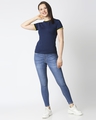 Shop Peageant Blue Women Half sleeve Plain Rib T-Shirt