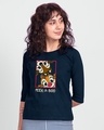 Shop Peek - A - Bros (DL) Women's Round Neck 3/4 Sleeve T-shirt-Front