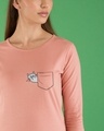 Shop Peek-a-cat Round Neck 3/4th Sleeve T-Shirt-Front