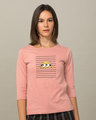 Shop Peek-a-minni Round Neck 3/4th Sleeve T-Shirt-Front