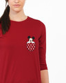 Shop Peek Out Mickey Round Neck 3/4th Sleeve T-Shirt (DL)-Front