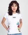 Shop Women's White Peeking Army Graphic Printed T-shirt-Front