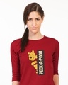 Shop Peeking Pooh Round Neck 3/4th Sleeve T-Shirt (DL)-Front