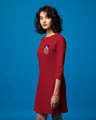 Shop Peeping Minnie Boat Neck 3/4th Sleeve T-Shirt Dress (DL)-Design