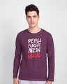 Shop Pehli Fursat Mein Nikal Full Sleeve T-Shirt Deep Purple-Front