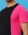Shop Men's Black & Pink Color Block T-shirt
