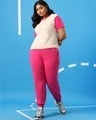 Shop Peppy Pink Contrast Sleeve Plus Size T-Shirt-Full